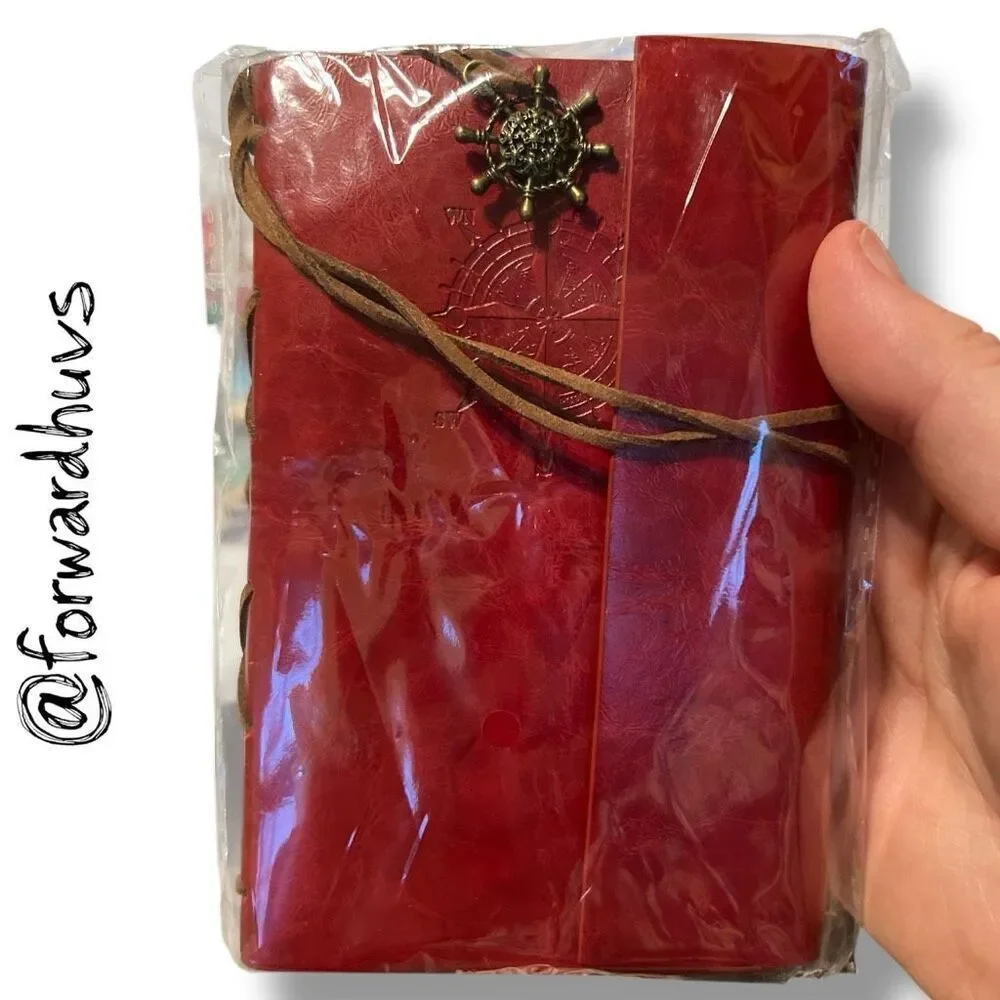 Red PU Leather Notebook - Sketchbook - Unlined Blank Page Notebook